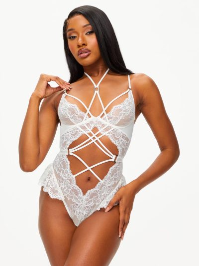 Affectionate Crotchless Body Ivory | See Through Lingerie Bodies Ivory