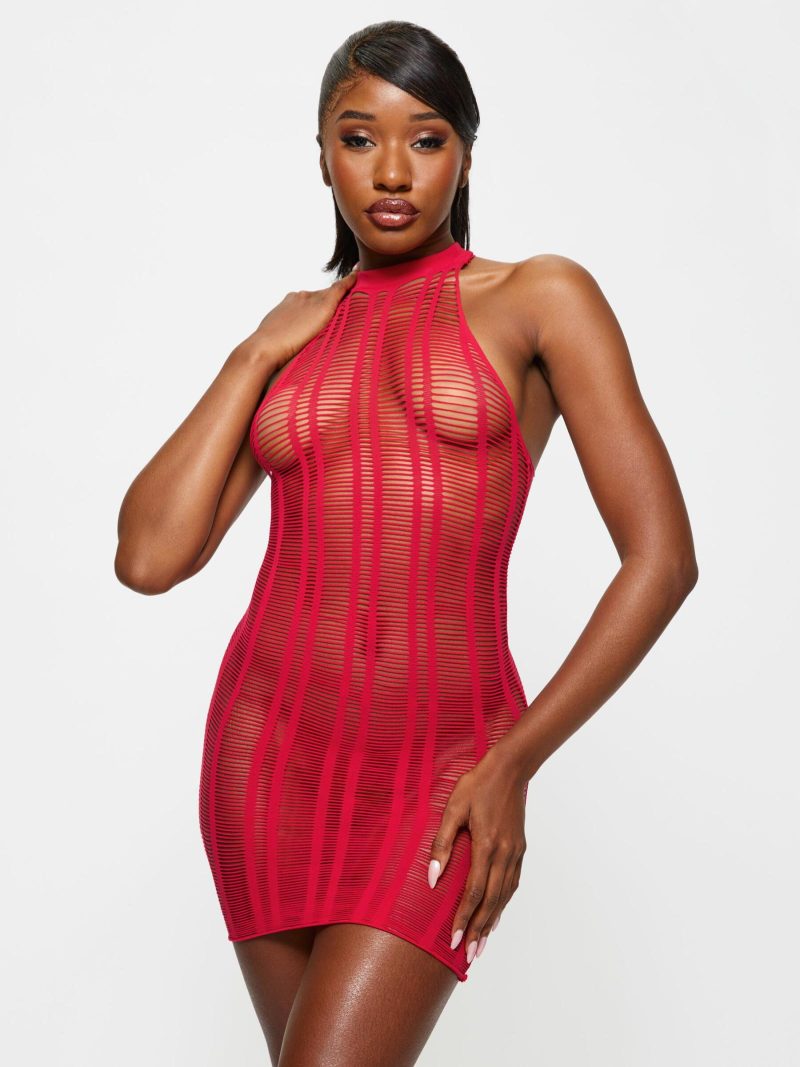 Alyssa Dress Red | Peephole & Open Cup Lingerie Erotic Peephole & Open Cup Lingerie