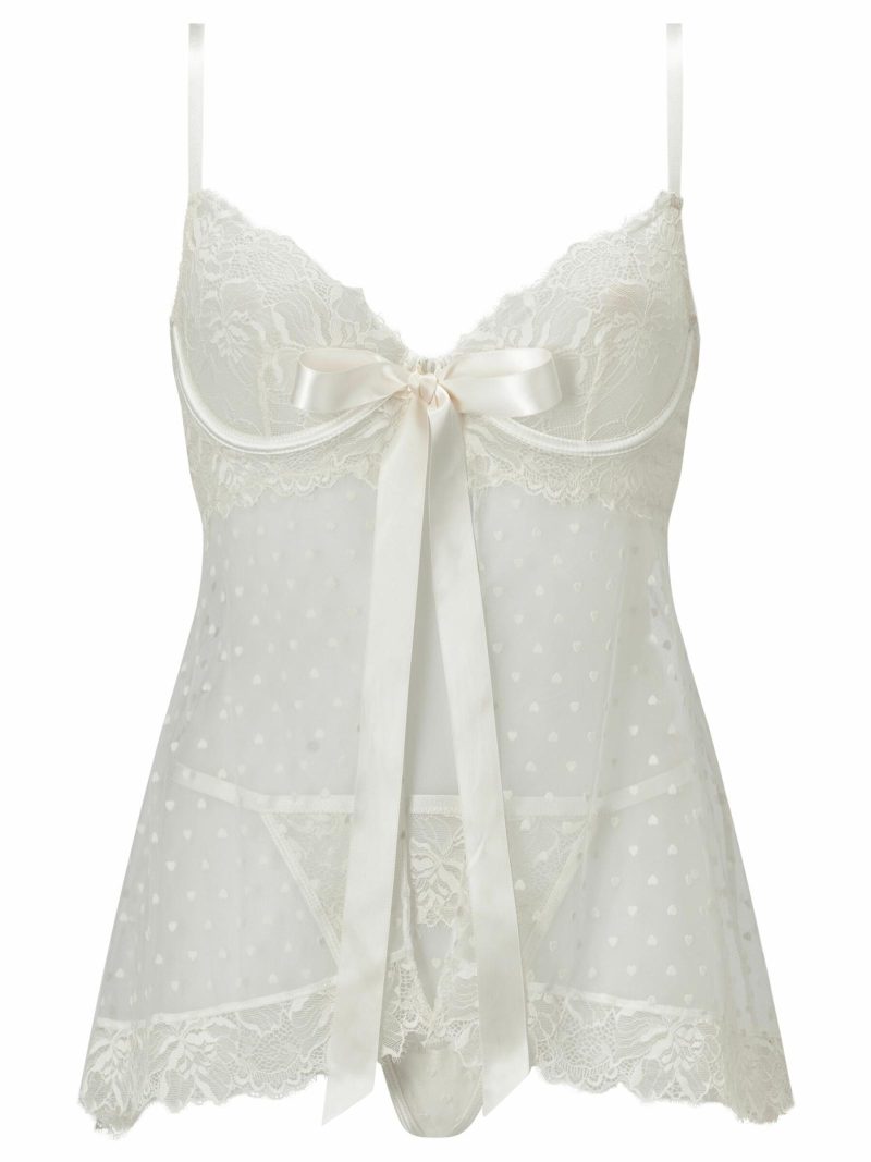 Bon Bon Babydoll Ivory | See Through Lingerie Babydolls & Camis Ivory