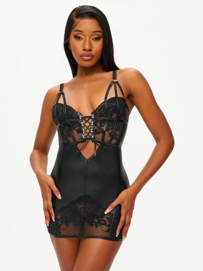 Boudoir Tease Dress Black | See Through Lingerie Babydolls & Camis Black