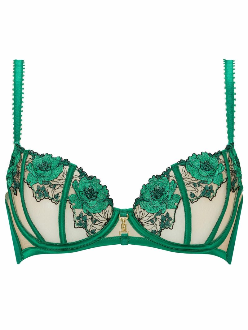 Caged Rose Non Padded Balcony Bra Dark Green | Bras Bras Bras