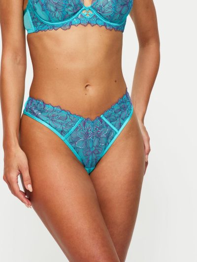 Camille High Leg Brazilian Turquoise | Lingerie Sets Knickers & Thongs Knickers & Thongs