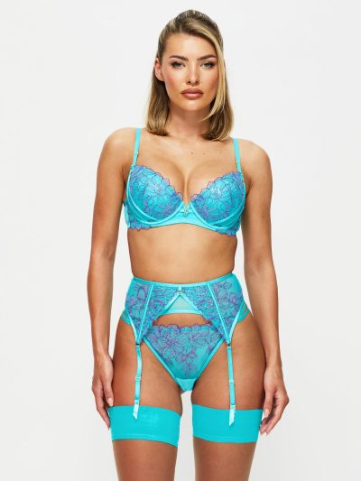 Camille Suspender Belt Turquoise | Suspender Belts & Waspies Lingerie Suspender Belts & Waspies