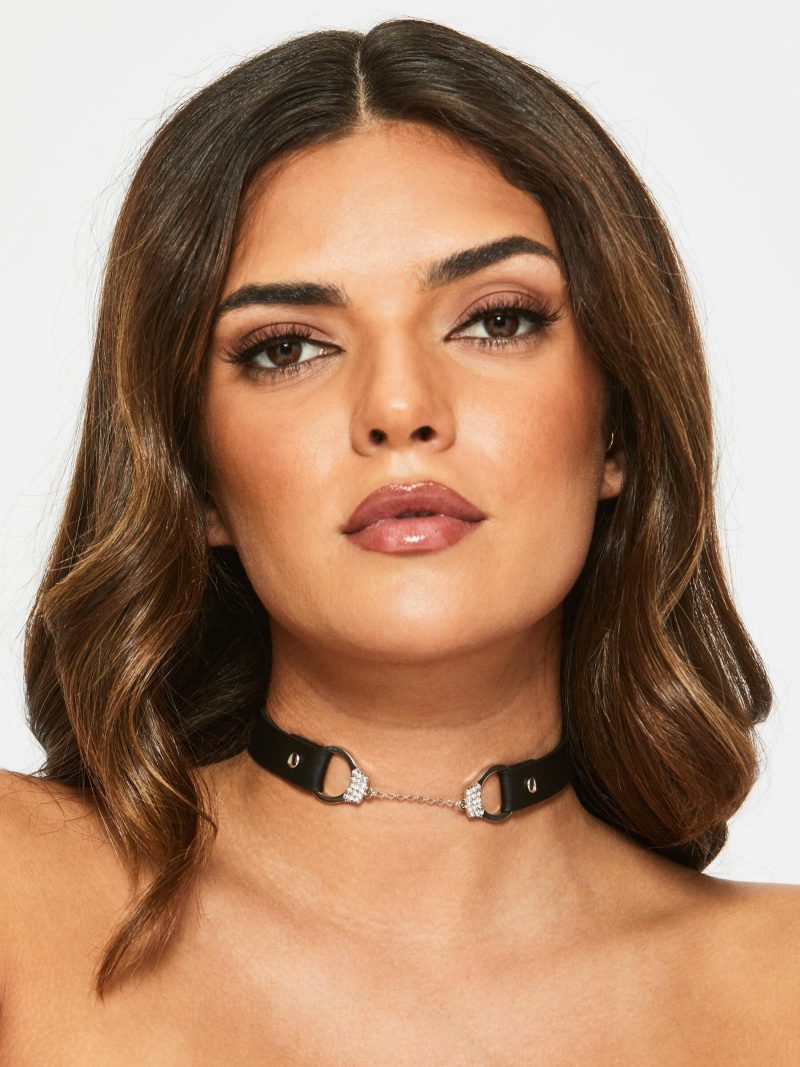 Choker With Diamante Handcuff | Bondage Clothing Bondage Bondage Clothing