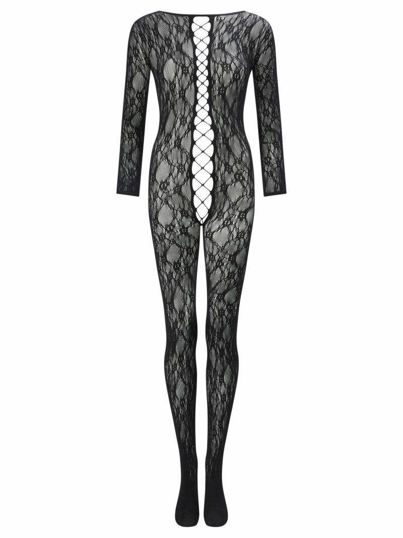 Curiosity Crotchless Bodystocking Black | See Through Lingerie Bodystockings Black