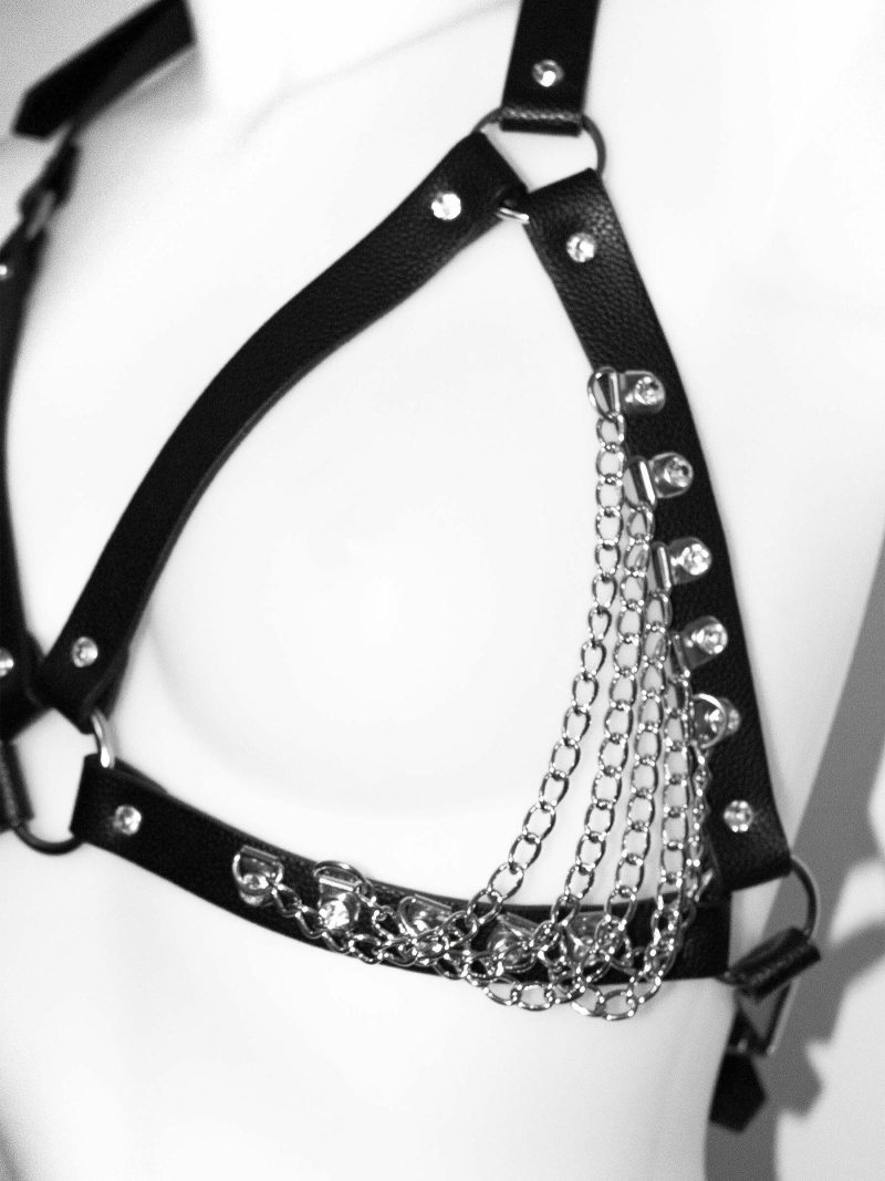 Diamante And Chain Bra Harness Black | Harnesses Bondage Black