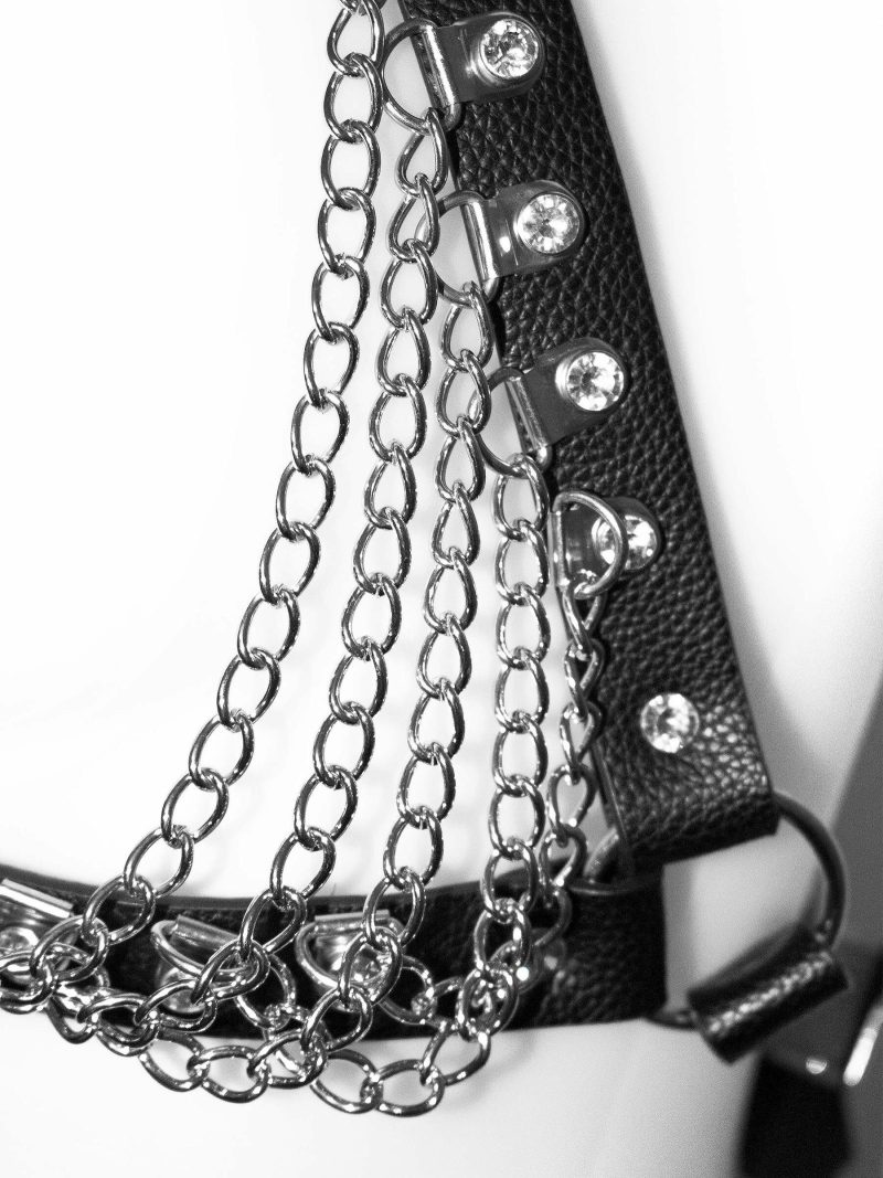 Diamante And Chain Bra Harness Black | Harnesses Bondage Black