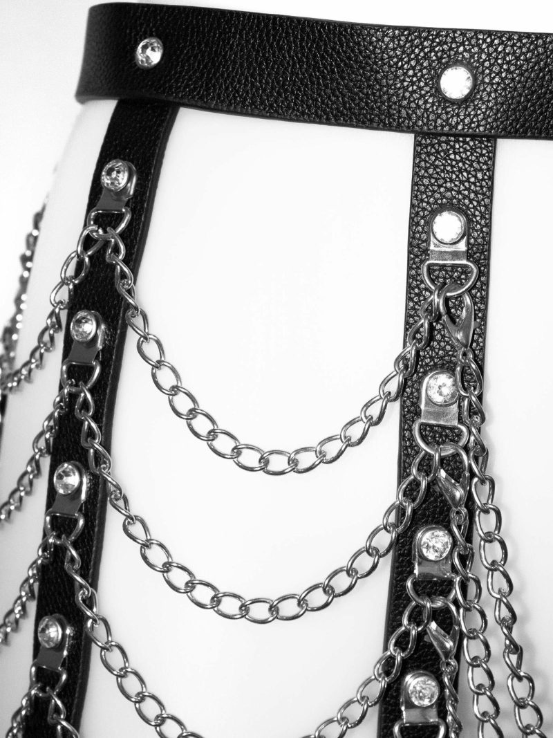 Diamante And Chain Skirt Harness Black | Harnesses Bondage Black