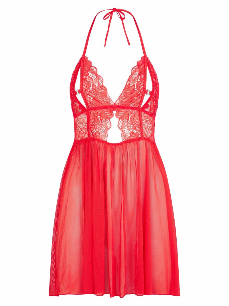 Diamond Kiss Chemise Red | See Through Lingerie Babydolls & Camis Red