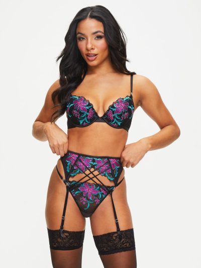 Flourishing Padded Plunge Bra Black | Lingerie Sets Bras Black