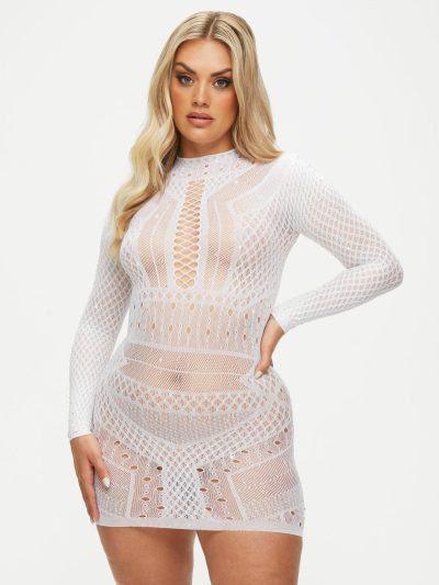 Jewelled Janelle Dress White | See Through Lingerie Erotic See Through Lingerie