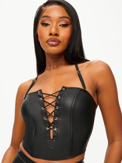 Limelight Lover Pu Top Black | Corsets & Basques Corsets & Basques Black