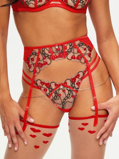 Locket Heart Suspender Belt Black/Red | Suspender Belts & Waspies Lingerie Black