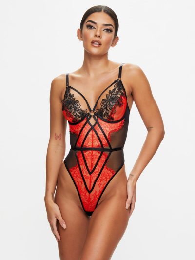 Lovers Secret Crotchless Body Black/Red | Bodies Bodies Black