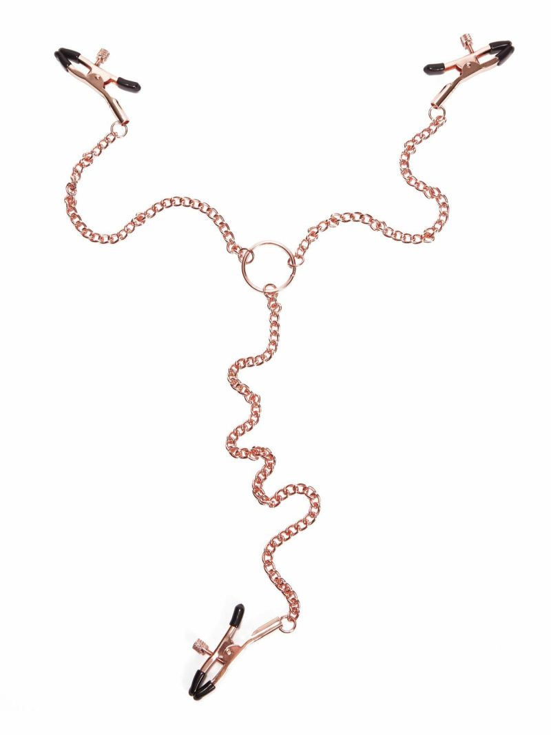 Rose Gold Nipple And Clit Chain | Nipple Clamps Bondage Nipple Clamps