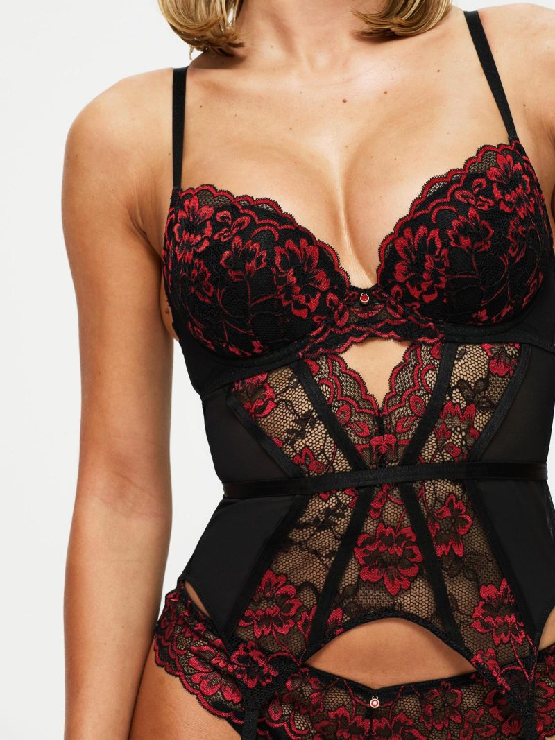 Sexy Lace Planet Basque Black/Red | Corsets & Basques Corsets & Basques Black