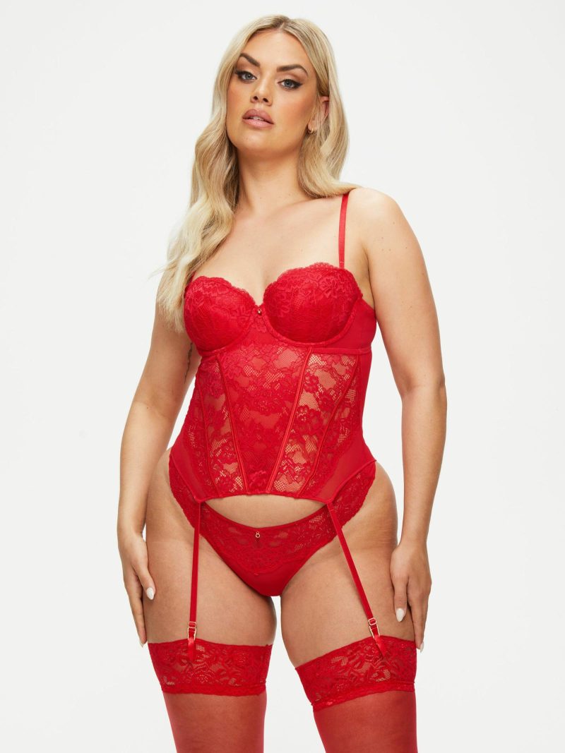 Sexy Lace Planet Basque Red | Everyday Lingerie Corsets & Basques Corsets & Basques