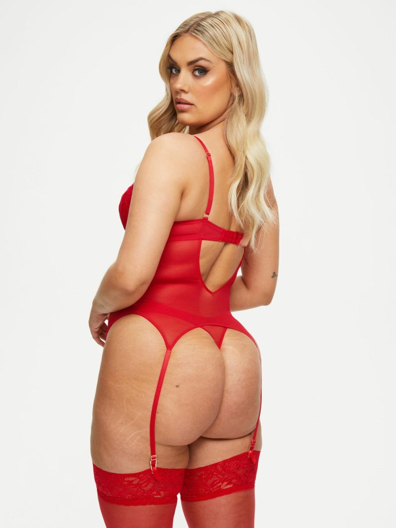 Sexy Lace Planet Basque Red | Everyday Lingerie Corsets & Basques Corsets & Basques