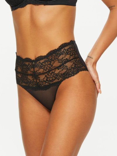 Sexy Lace Planet High Waist Brazilian Black | Knickers & Thongs Everyday Lingerie Black