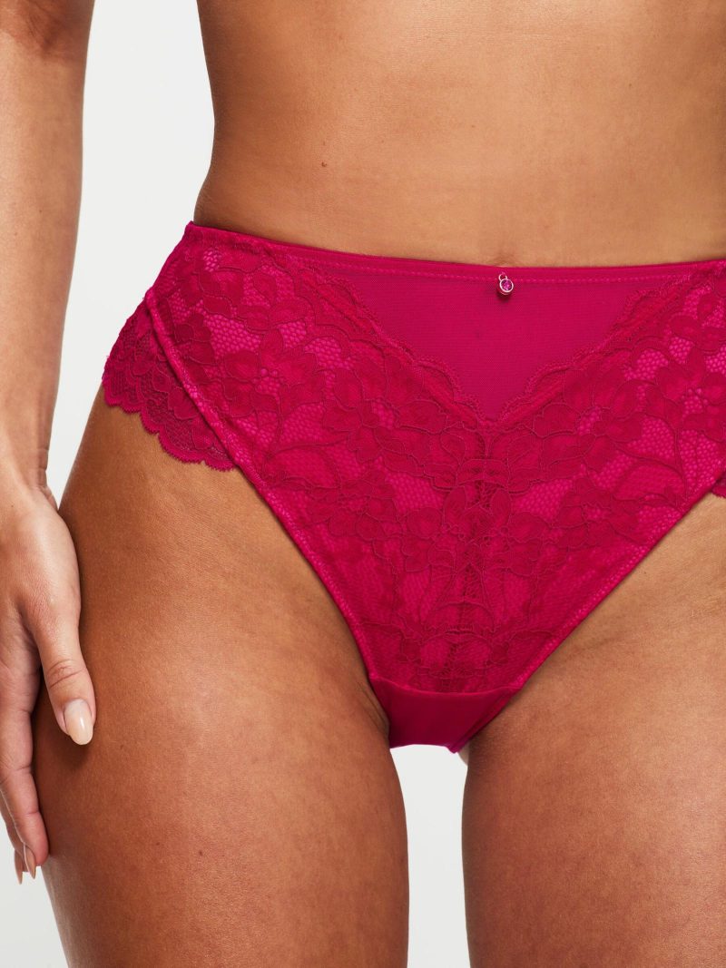 Sexy Lace Planet High Waist Brazilian Dark Pink | Knickers & Thongs Everyday Lingerie Dark Pink