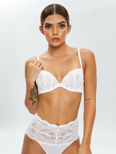 Sexy Lace Planet Non Padded Plunge Bra White | Everyday Lingerie Bras Bras