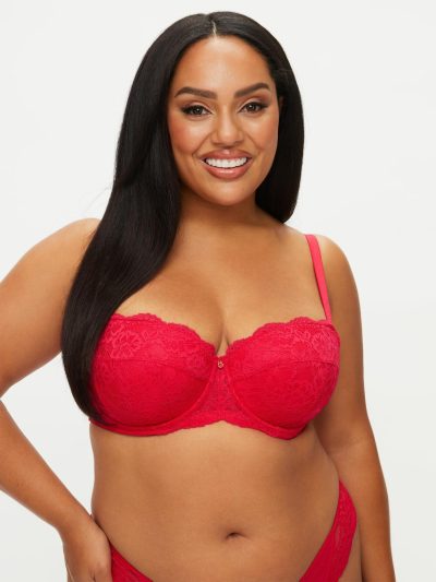 Sexy Lace Planet Padded Balcony Bra Red | Everyday Lingerie Bras Bras