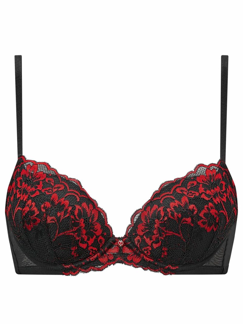 Sexy Lace Planet Padded Plunge Bra Black/Red | Bras Bras Black