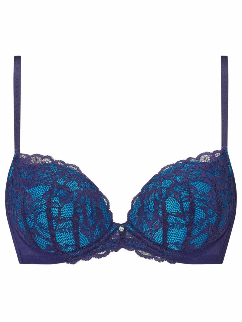 Sexy Lace Planet Padded Plunge Bra Dark Blue | Bras Bras Bras