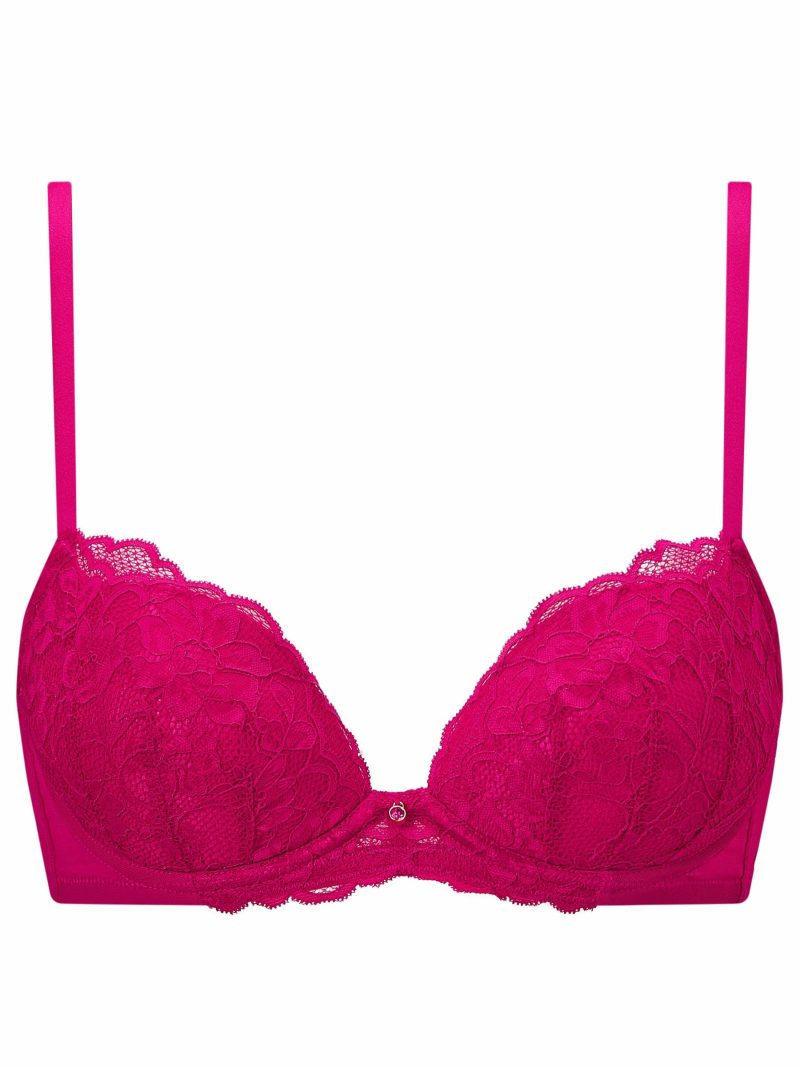 Sexy Lace Planet Padded Plunge Bra Dark Pink | Bras Bras Bras