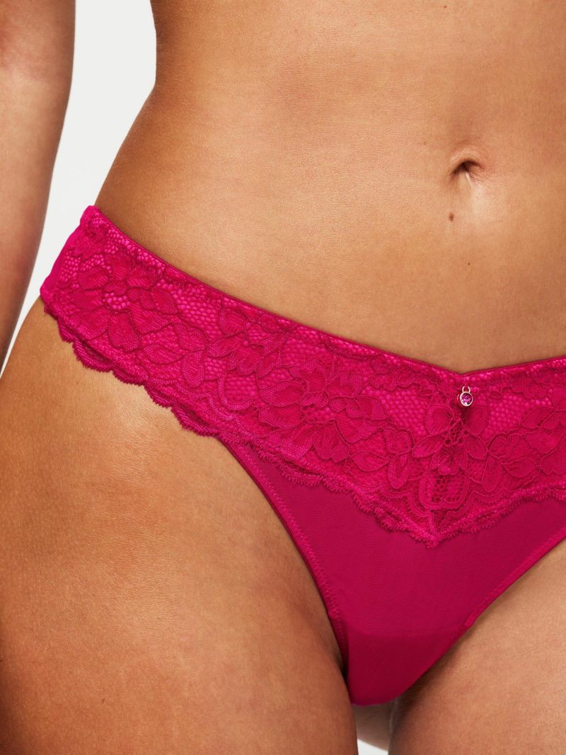 Sexy Lace Planet Thong Dark Pink | Knickers & Thongs Knickers & Thongs Dark Pink