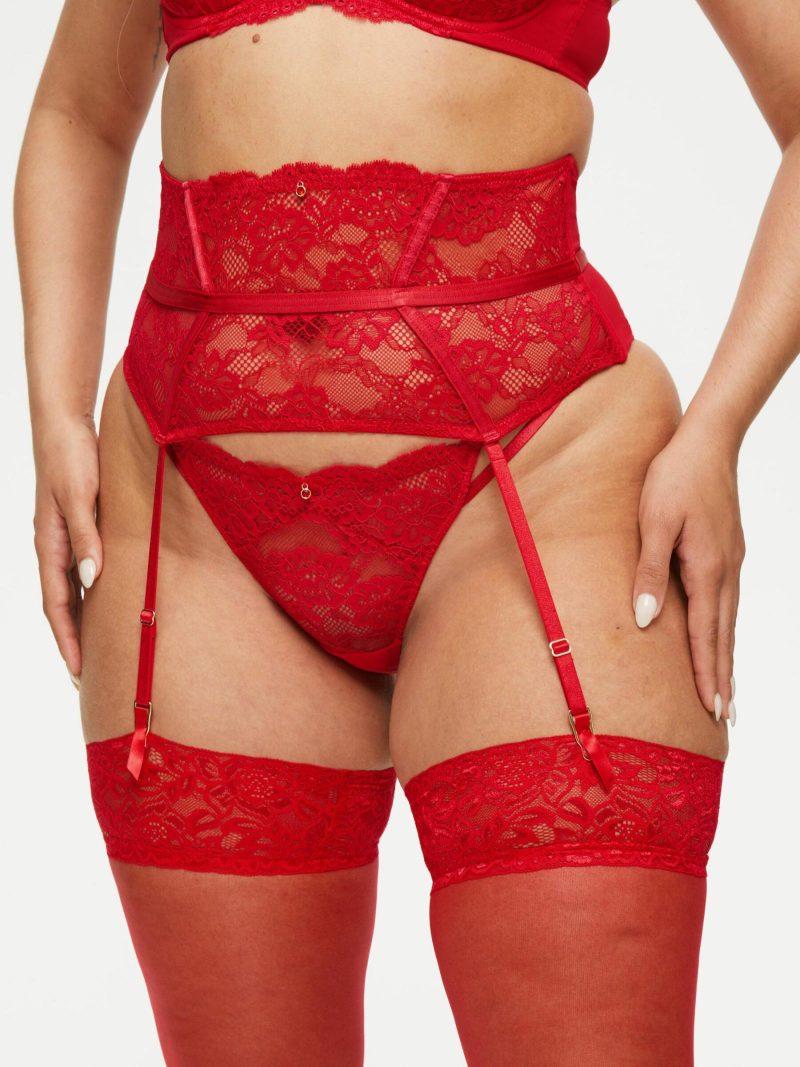 Sexy Lace Planet Waspie Red | Suspender Belts & Waspies Everyday Lingerie Everyday Lingerie