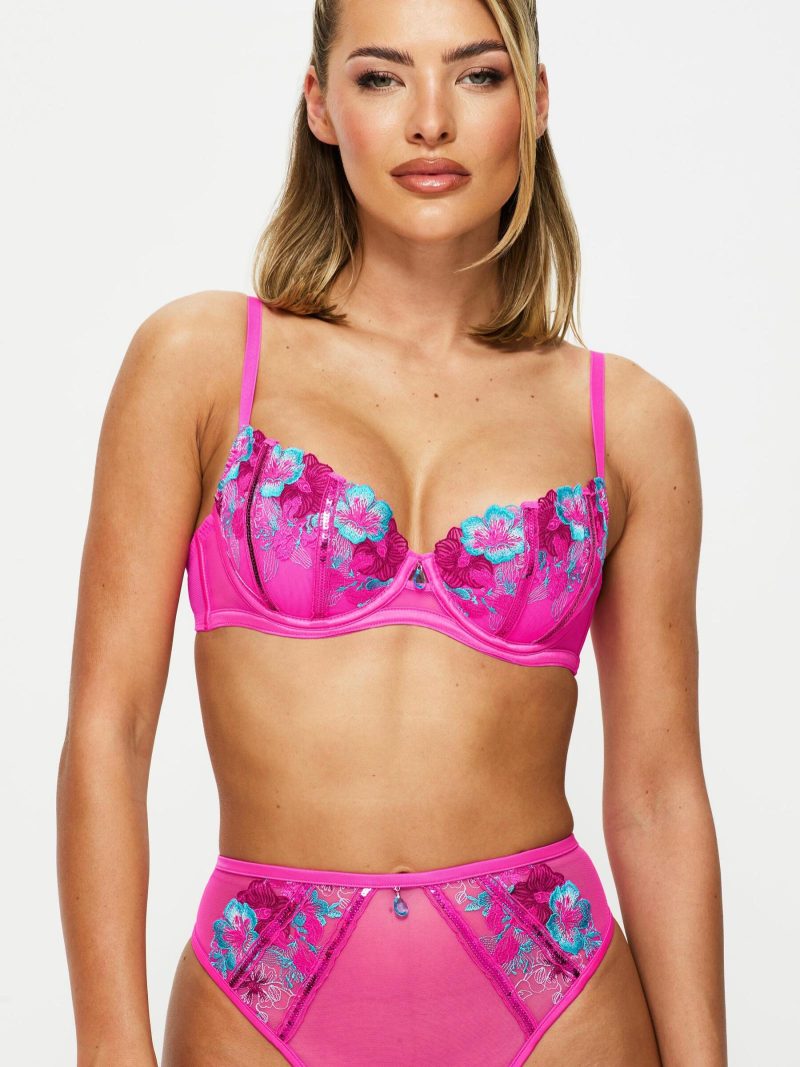 Shimmering Half Padded Balcony Bra Bright Pink | Bras Bras Bras