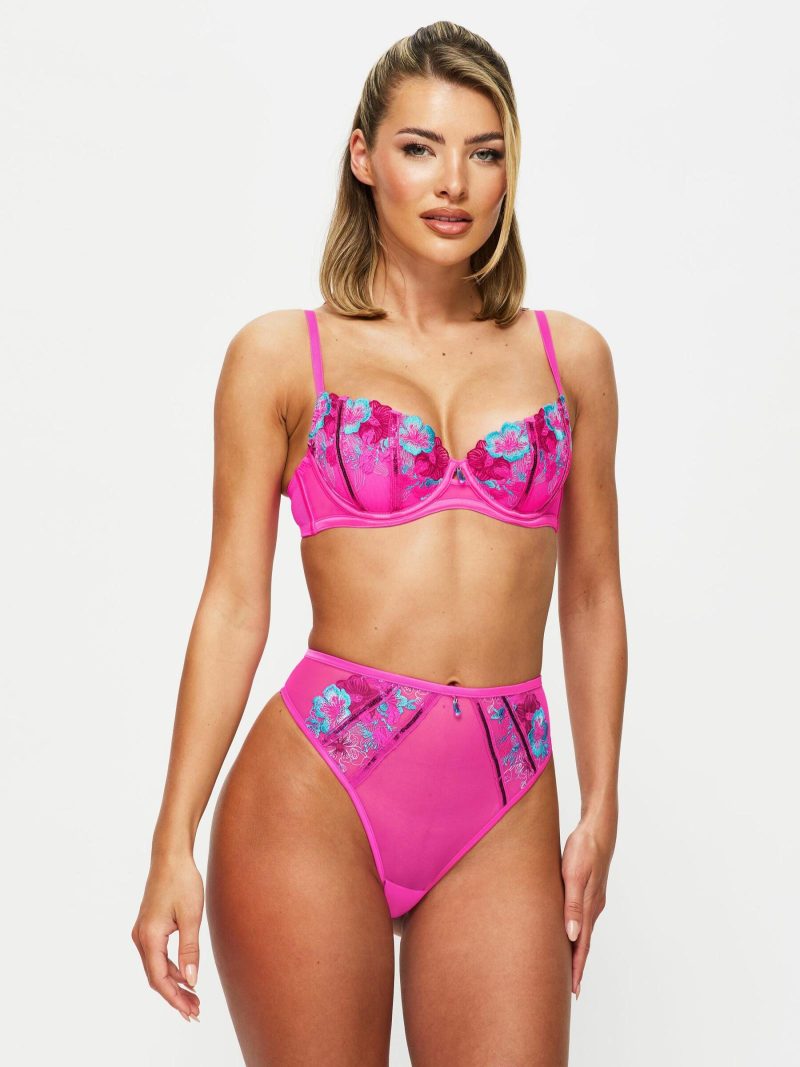 Shimmering Half Padded Balcony Bra Bright Pink | Bras Bras Bras