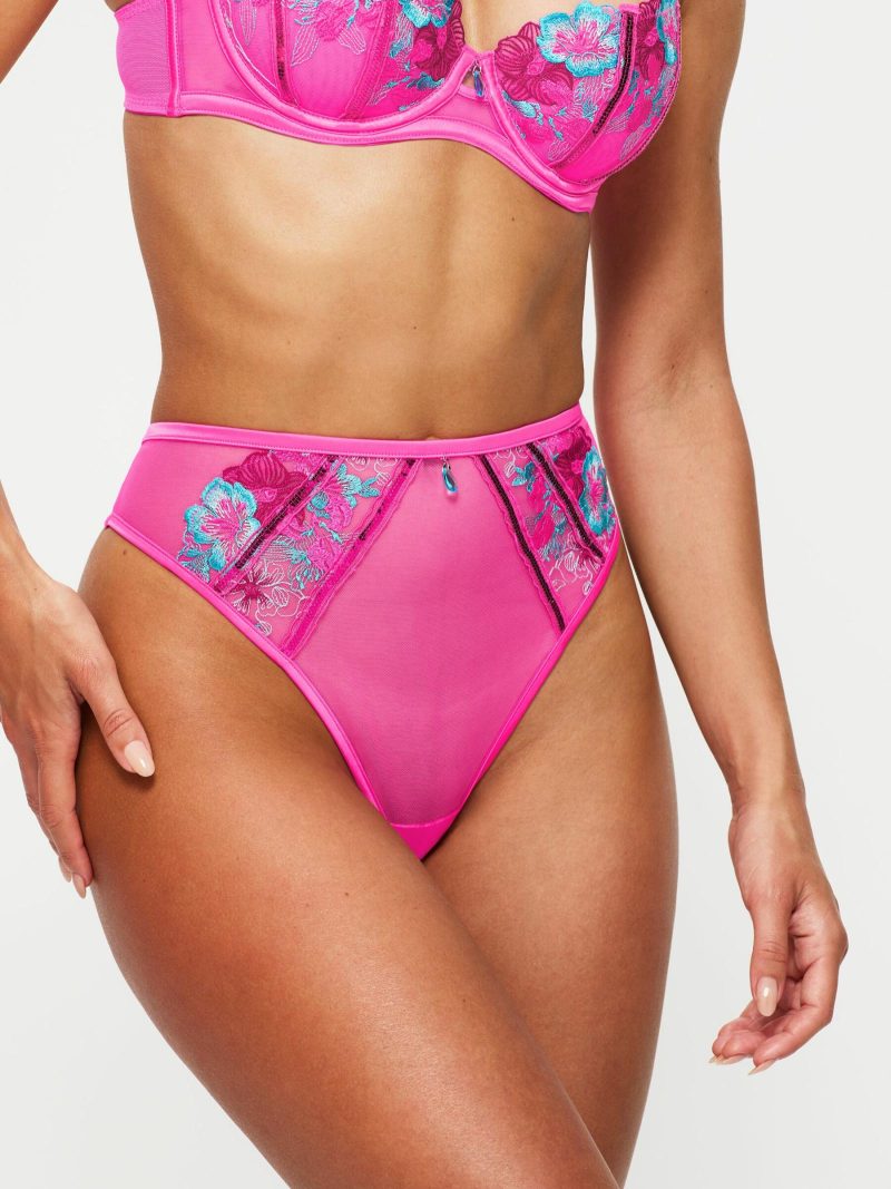 Shimmering High Waist Brazilian Bright Pink | Lingerie Sets Knickers & Thongs Bright Pink