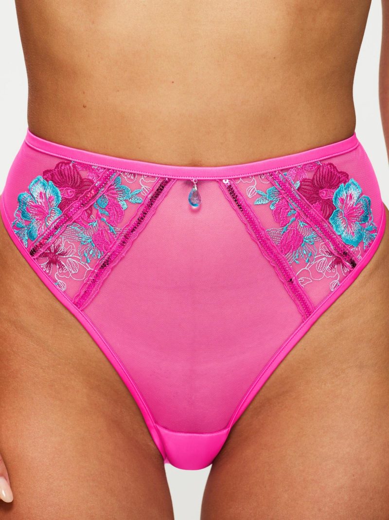 Shimmering High Waist Brazilian Bright Pink | Lingerie Sets Knickers & Thongs Bright Pink