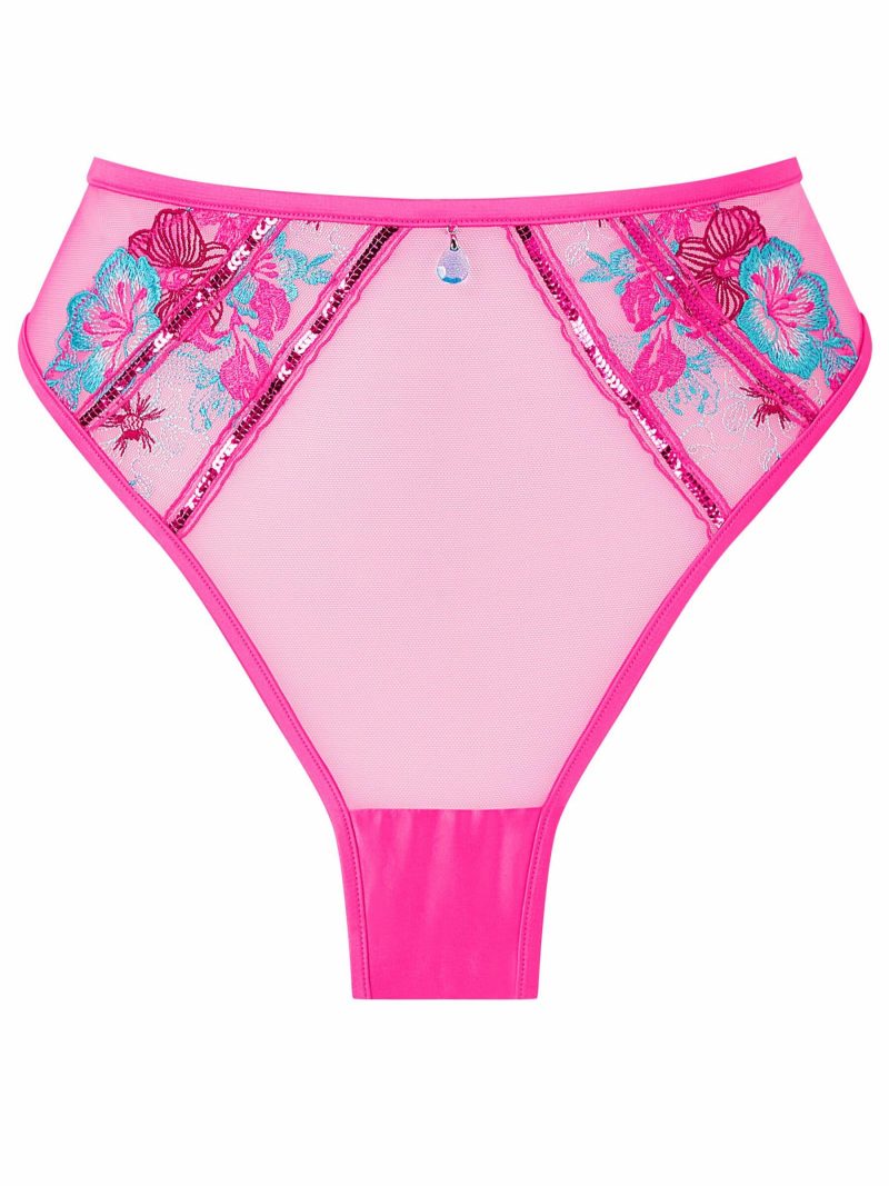 Shimmering High Waist Brazilian Bright Pink | Lingerie Sets Knickers & Thongs Bright Pink