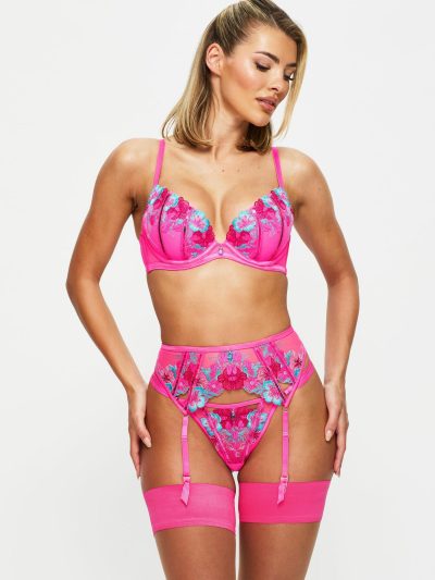 Shimmering Suspender Belt Bright Pink | Suspender Belts & Waspies Lingerie Bright Pink