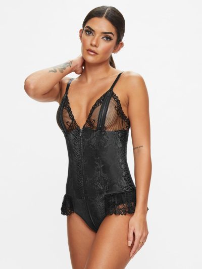 Tasha Crotchless Teddy Black | Crotchless Lingerie Crotchless Lingerie Black