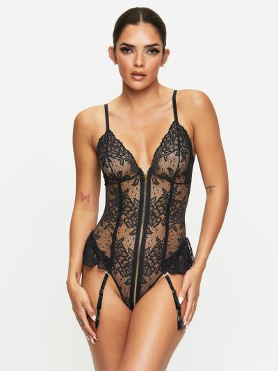 Taylor Planet Crotchless Teddy Black | See Through Lingerie Bodies Black