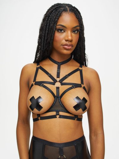 Tempt Bra Black | Wet Look Lingerie Bondage Black