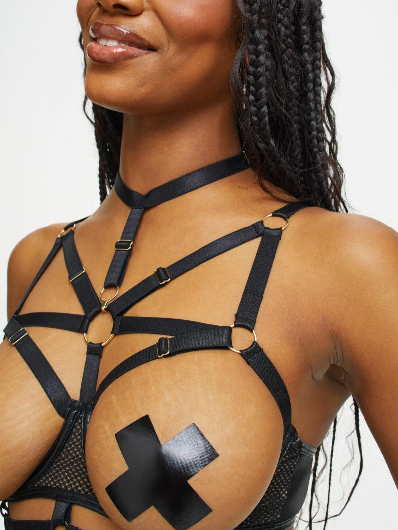 Tempt Bra Black | Wet Look Lingerie Bondage Black