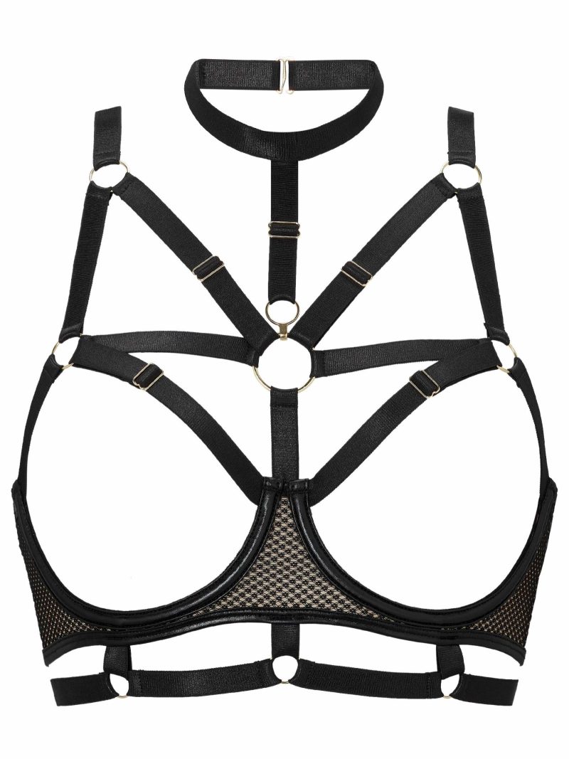 Tempt Bra Black | Wet Look Lingerie Bondage Black