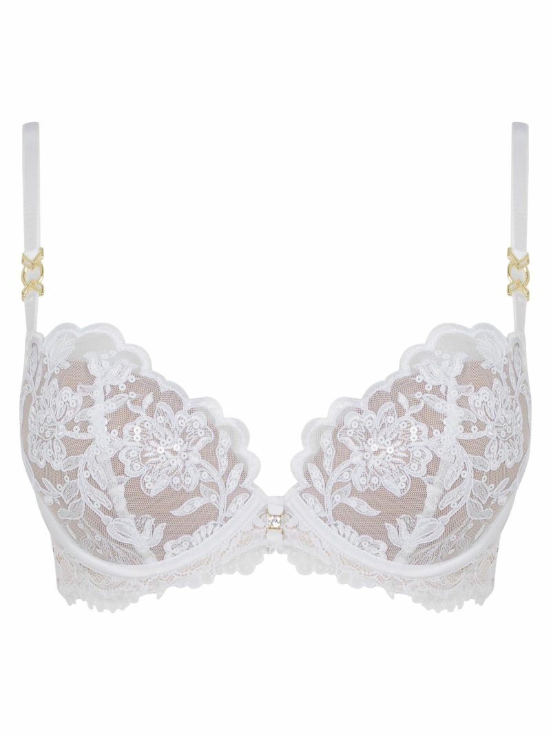 The Icon Padded Plunge Bra White | Bras Bras Bras