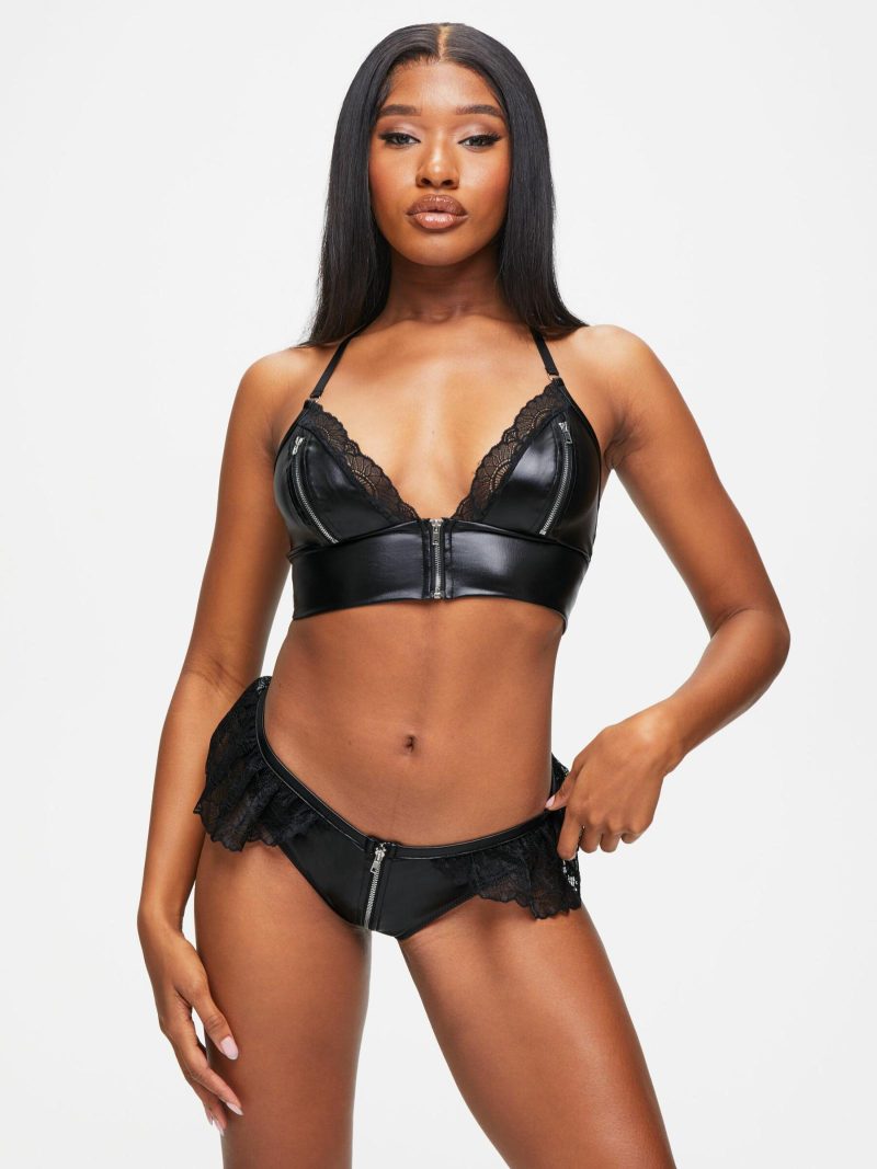 Tyra Crotchless Set Black | Bondage Clothing Bondage Black