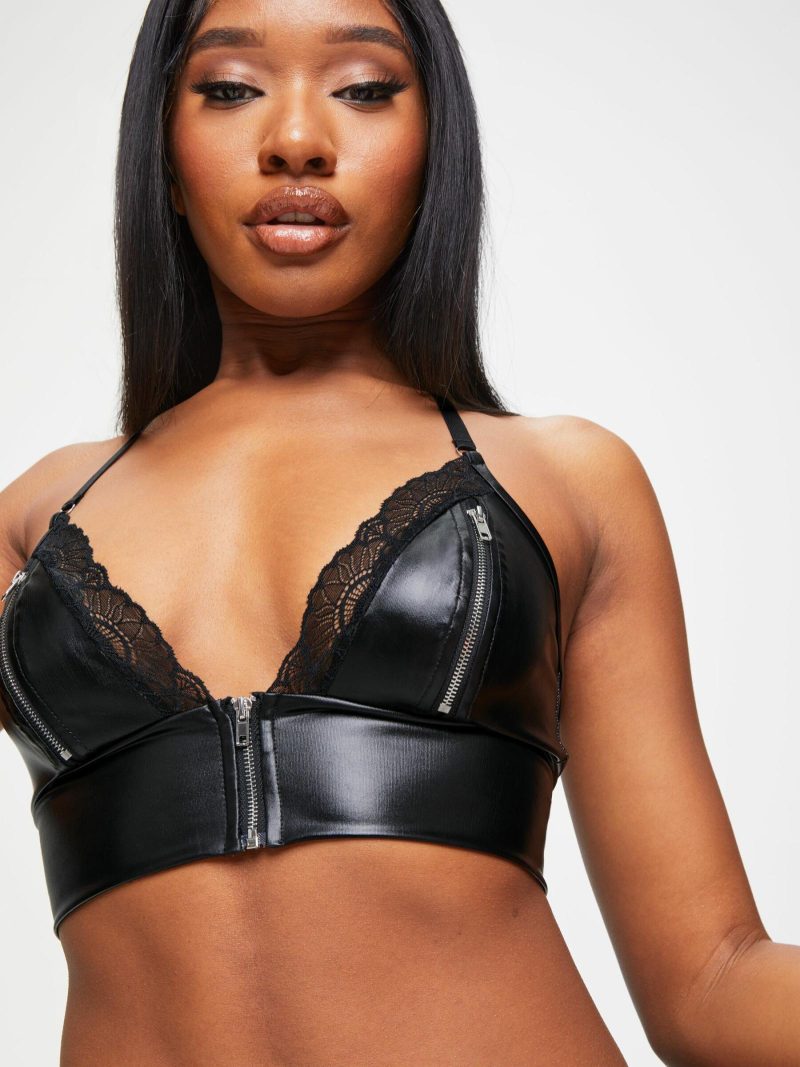 Tyra Crotchless Set Black | Bondage Clothing Bondage Black