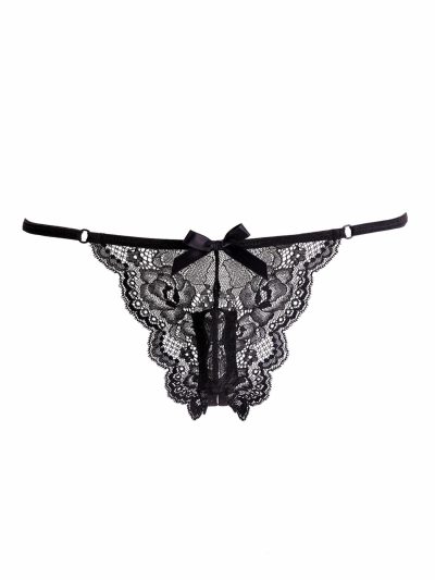 Vibrating Black Crotchless Thong | Crotchless Lingerie Knickers & Thongs Crotchless Lingerie