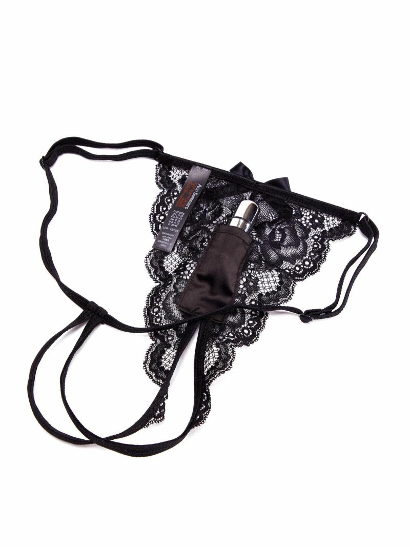 Vibrating Black Crotchless Thong | Crotchless Lingerie Knickers & Thongs Crotchless Lingerie